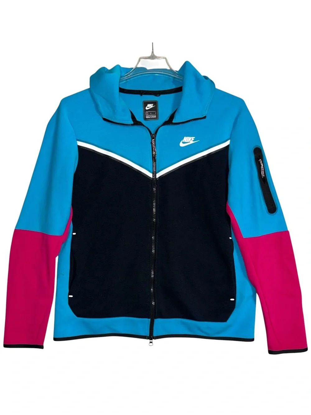 NIKE Tech Fleece Sweatpants Hoodie Set Size M/L South Beach Black/Blue/Fireberry